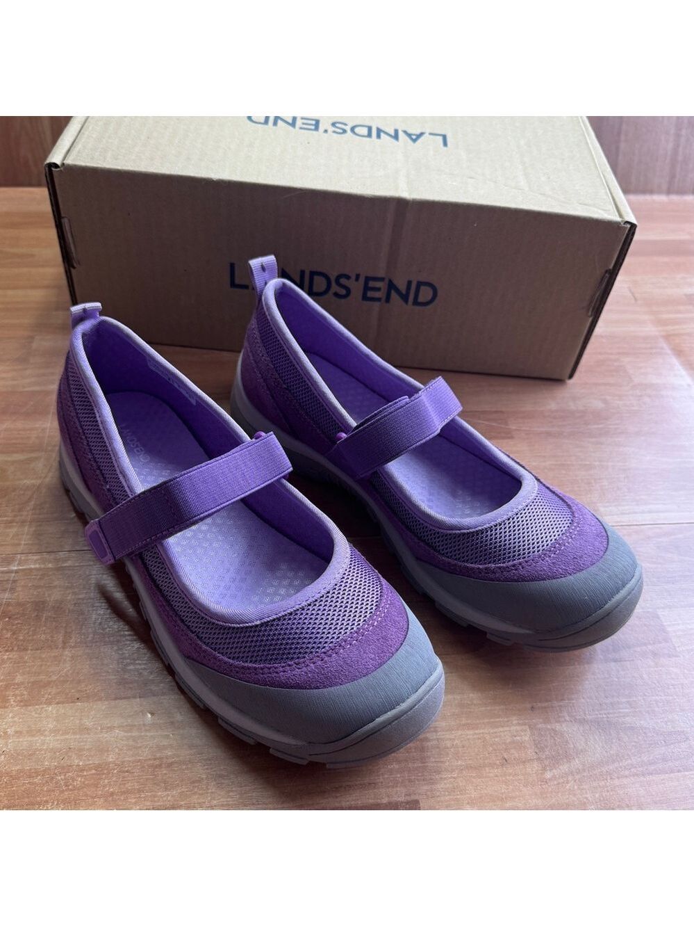 Landsend all weather Maryjane, purple shoes size 4, new in box